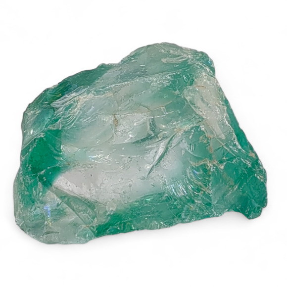 Emerald and Clear Glass Translucent Art Glass Cullet Glowing Manganese #4GX109 - Picture 5 of 7